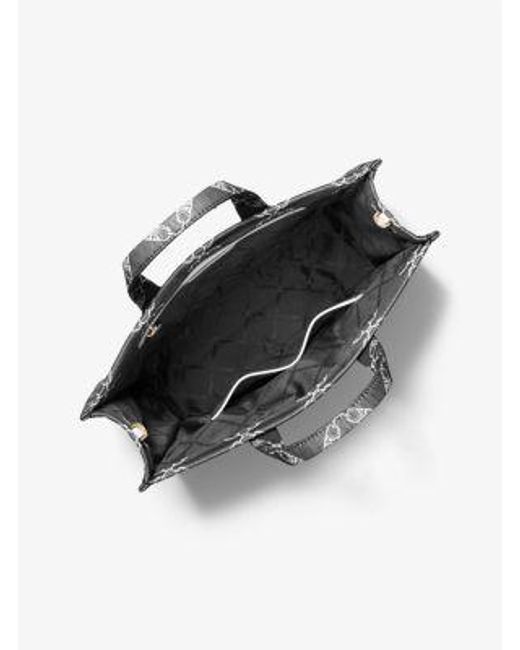 Michael Kors Black Gigi Large Empire Logo Jacquard Tote Bag