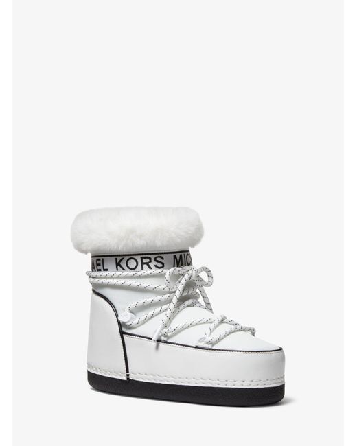 Michael Kors Synthetic Zelda Nylon Snow Boot in White Lyst