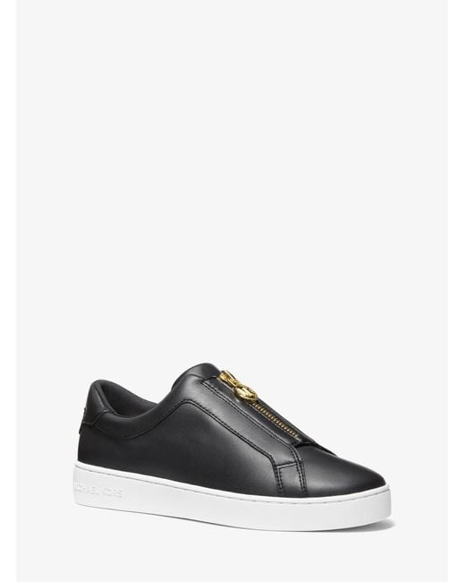 MICHAEL Michael Kors White Mk Keaton Leather Zip-Up Trainers