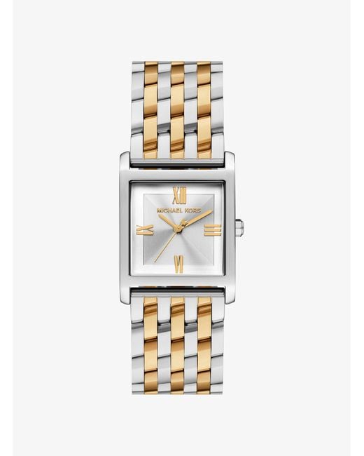 Michael Kors White Petite Georgie Two-Tone Watch