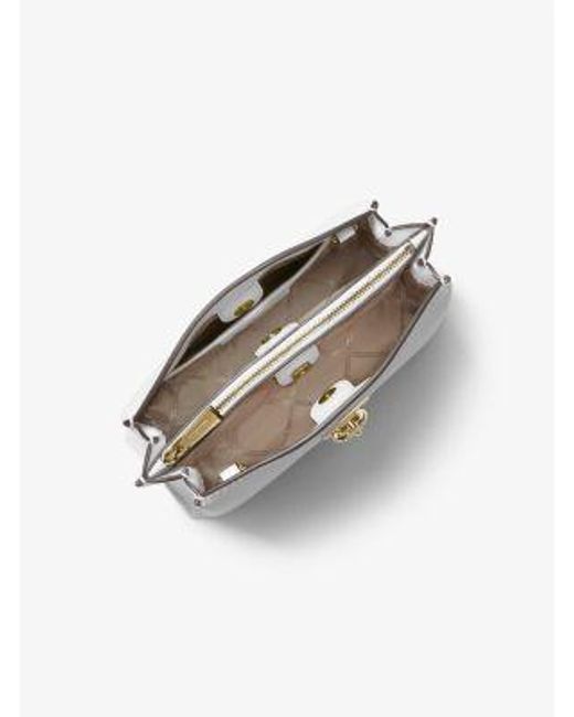 Michael Kors White Mk Ruby Medium Saffiano Leather Messenger Bag