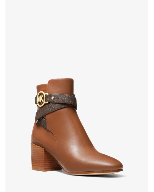 MICHAEL Michael Kors Rory Faux Leather And Logo Ankle Boot in Brown ...