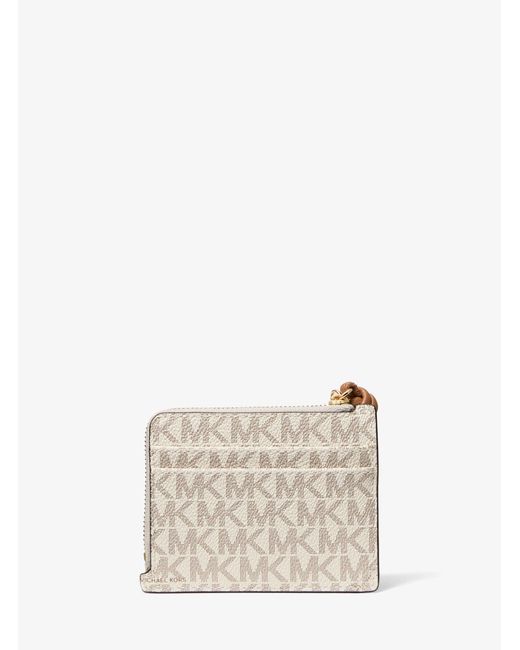 Michael Kors White Jet Set Small Signature Logo Card Case Wristlet