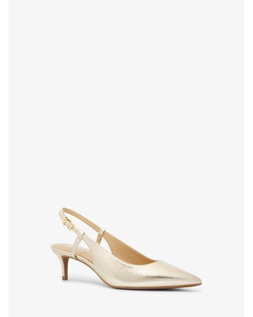 Michael Kors Outlet Natural Mk Doreen Flex Metallic Kitten Pump