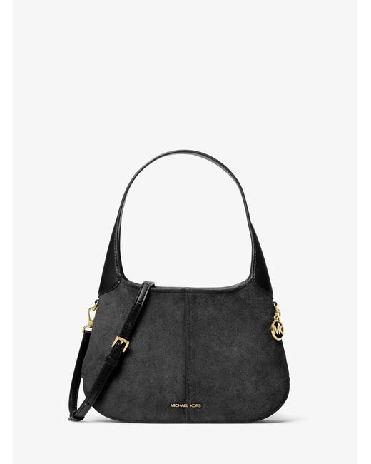 MICHAEL Michael Kors Black Mk Alice Small Suede Shoulder Bag