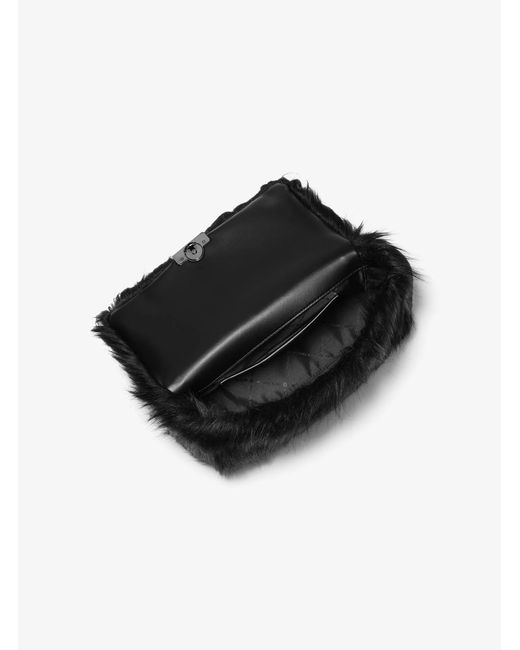 MICHAEL Michael Kors Black Tribeca Large Faux Fur Shoulder Bag