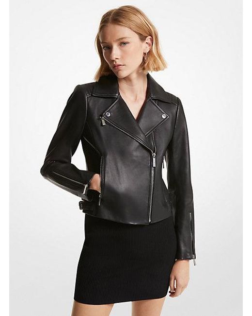 Michael Kors Black Leather Moto Jacket