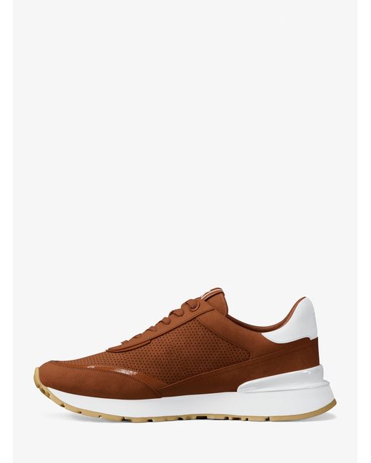 MICHAEL Michael Kors Brown Mk Nova Perforated Suede Trainer