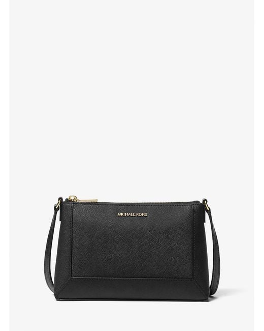 MICHAEL Michael Kors Black Mk Sallie Medium Saffiano Leather Crossbody Bag