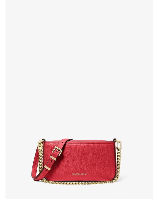 MICHAEL Michael Kors Red Bryant Small Pebbled Leather Convertible Pochette