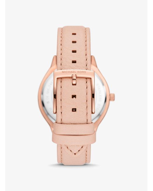 Michael Kors White Slim Runway Rose Gold-tone And Leather Watch