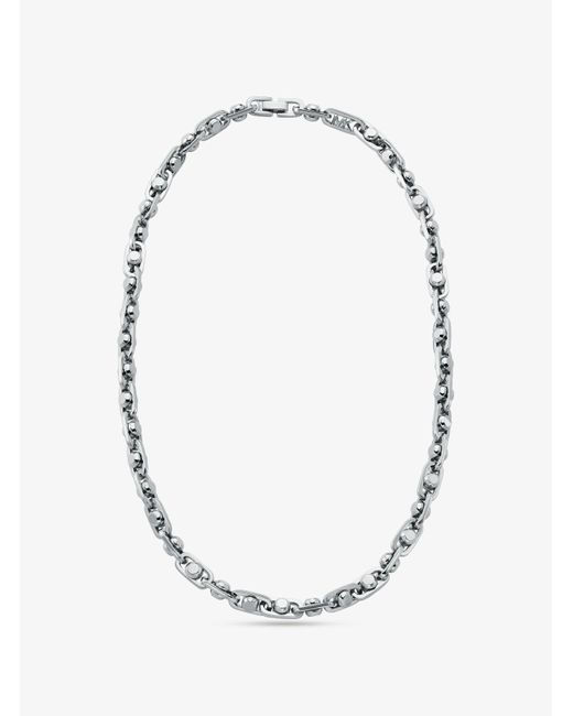 Collar Astor mediano de latón chapado en metal precioso con cadena Michael Kors de color White