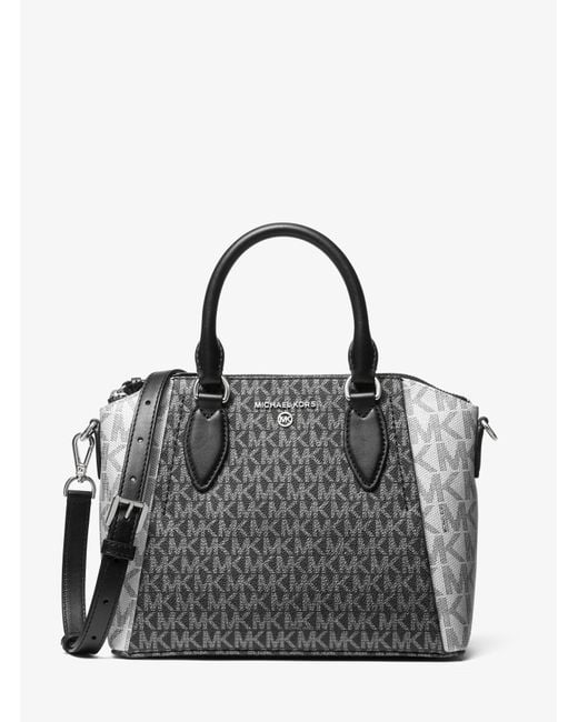 Michael Kors Sienna Medium Two-tone Graphic Logo Messenger Bag in Black ...