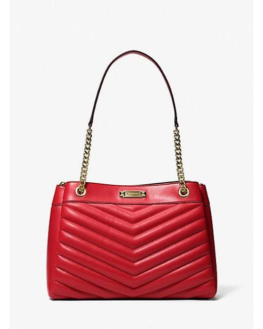 Michael Kors Red Whitney Medium Quilted Tote Bag