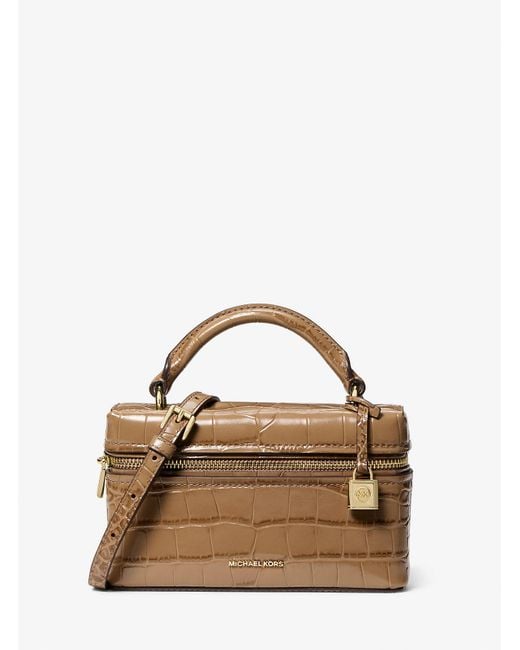 MICHAEL Michael Kors Brown Jana Extra-Small Crocodile Embossed Leather Convertible Crossbody Bag