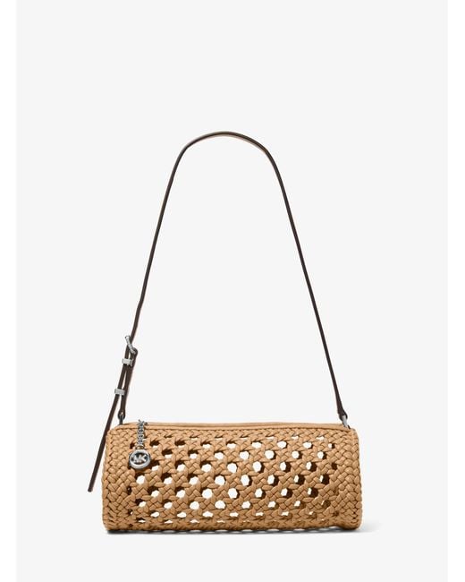 MICHAEL Michael Kors Brown Mk Izzy Small Crocheted Barrel Pochette
