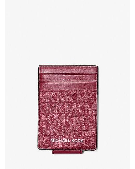 Michael Kors Red Cooper Signature Logo Money Clip Card Case for men