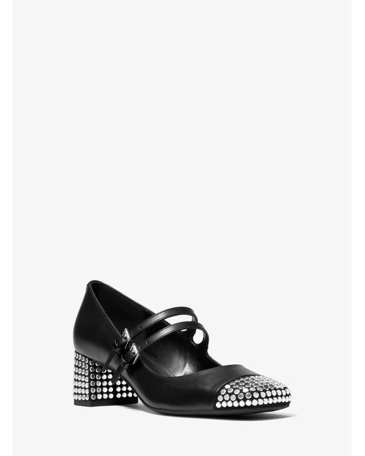 MICHAEL Michael Kors White Mk Matilda Studded Leather Mary Jane Pump