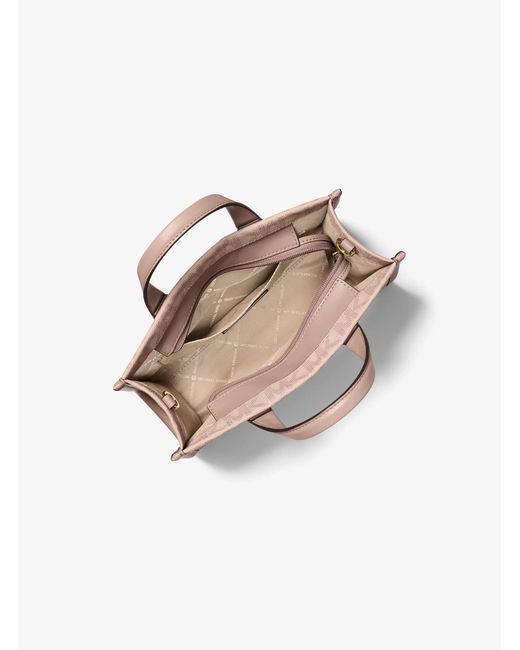 Michael Kors Outlet Pink Mk Gigi Small Signature Logo Small Tote Bag