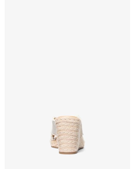MICHAEL Michael Kors Natural Mk Kenzie Frayed Linen Blend Canvas Wedge Sandal