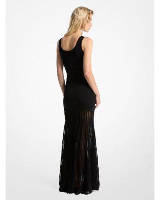 【関税&送料込】Michael By Michael Kors Black Stretch Viscos Ribbed Stretch Viscose Blend Dress | Michael Kors [US]
