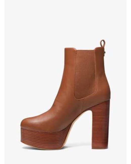 Michael Kors Brown Natasha Leather Platform Boot