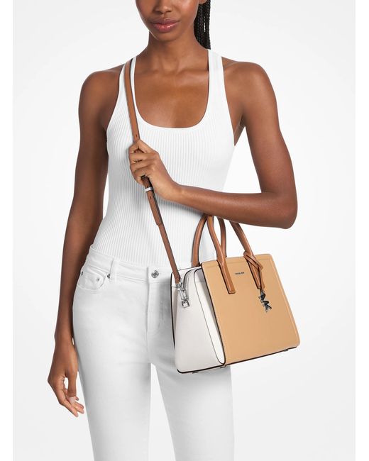 Michael Kors Natural Laila Medium Color-Block Leather Satchel