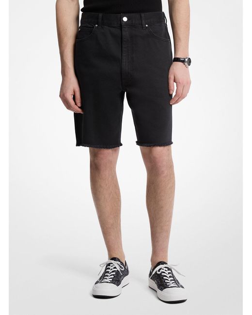 Michael Kors Black Mk Frayed Denim Shorts for men