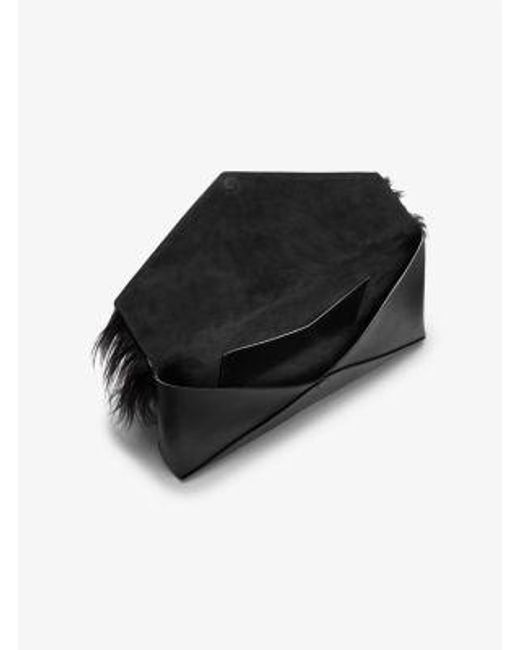 Michael Kors Black Jeanne Medium Shearling And Leather Envelope Clutch