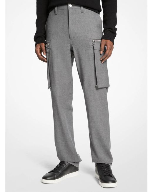 Michael Kors Gray Stretch Wool Cargo Pants for men