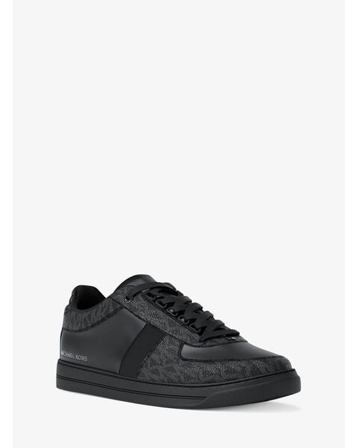 Michael Kors Black Brady Signature Logo And Leather Sneaker for men