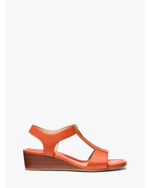 MICHAEL Michael Kors Red Mk Berkley Leather Wedge Sandal