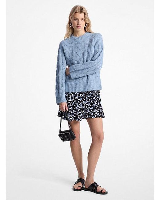 MICHAEL Michael Kors Blue Mk Cable Knit Nylon And Alpaca Blend Jumper