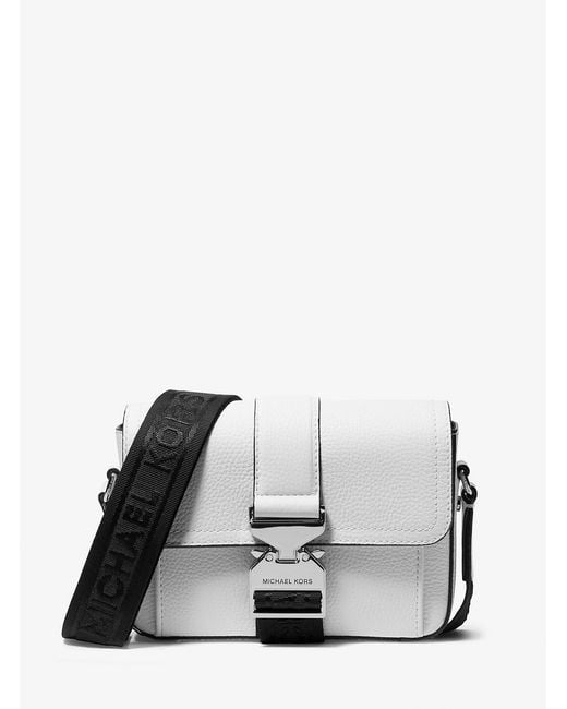 Michael Kors White Mk Hudson Pebbled Leather Crossbody Bag for men