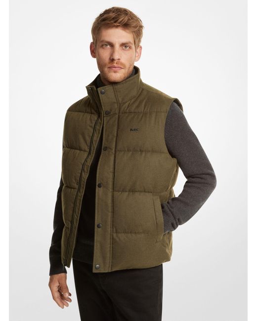 Michael Kors Green Hanworth Brushed Twill Quilted Vest for men