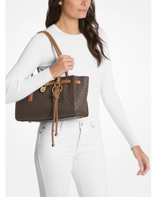Michael Kors White Mk Hamilton Moderne Small Signature Logo Satchel