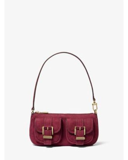 Michael Kors Red Zoe Small Suede Convertible Pochette