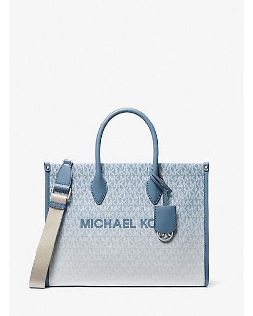 Michael Kors Blue Mirella Medium Ombré Logo Tote Bag