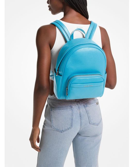 Michael Kors Blue Bex Medium Pebbled Leather Backpack
