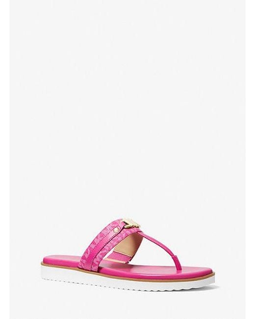 Michael Kors Pink Farrah Signature Logo Sandal