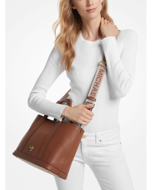 Michael Kors Brown Luisa Medium Pebbled Leather Tote Bag
