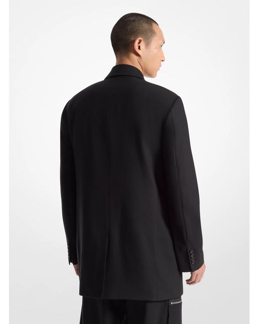 Michael Kors Black Stretch Wool Flannel Double-Breasted Blazer for men