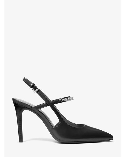 MICHAEL Michael Kors White Mk Dina Flex Leather Slingback Pump