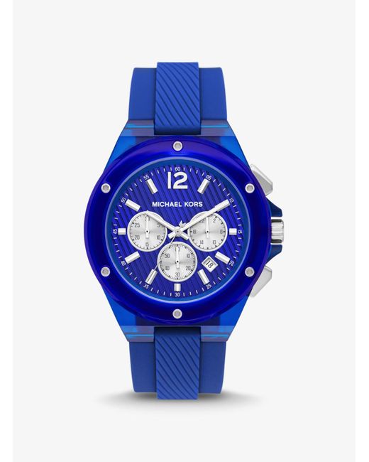 Michael Kors Oversized Lennox Blue-tone Silicone Watch | Lyst