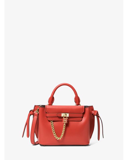 Michael Kors Red Hamilton Legacy Extra-small Leather Belted Satchel