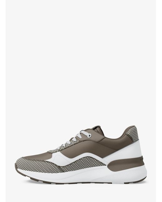 Michael Kors White Mk Trevor Mixed-Media Trainer for men