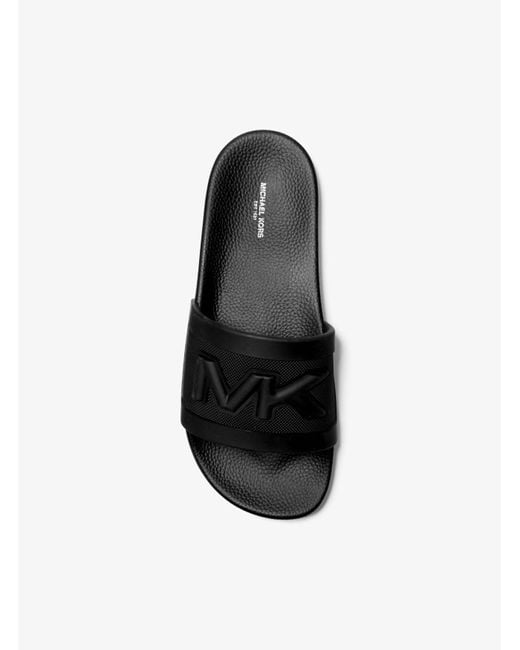 Michael Kors Black Mk Jake Logo Embossed Rubber Slide Sandal for men