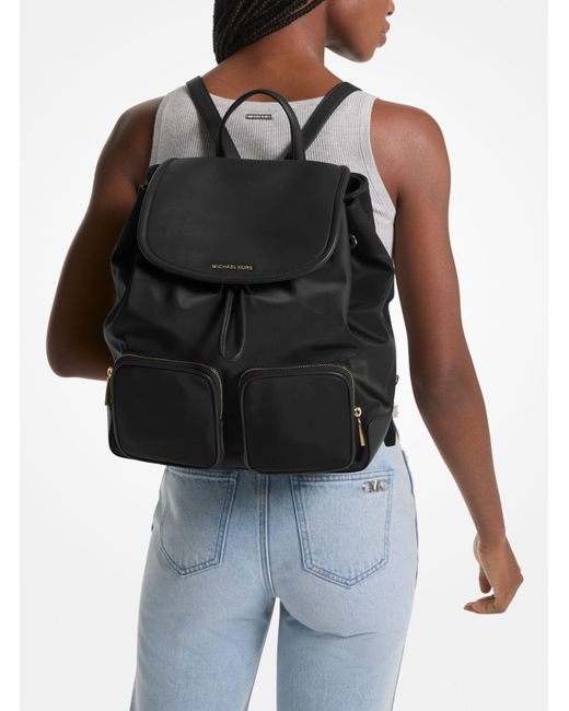 Michael Kors Black Mk Cara Large Nylon Backpack