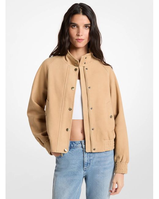 MICHAEL Michael Kors Blue Mk Suede Bomber Jacket