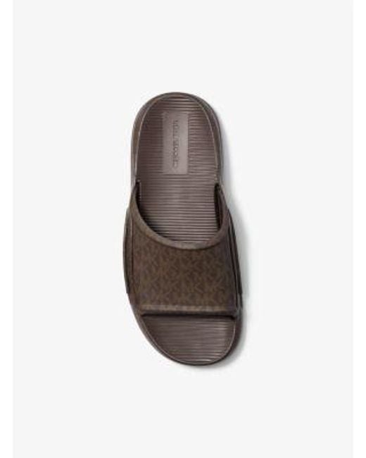 Michael Kors Brown Mk Griffin Signature Logo Slide Sandal for men